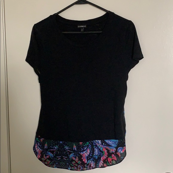 Express half paisley design black tee - Picture 3 of 6